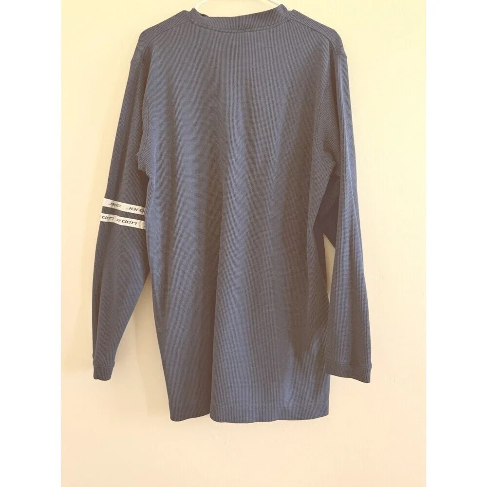 Vintage retro 90s Air Michael Jordan Long Sleeve Shirt waffle knit‎ Size L Blue